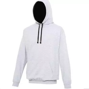 Hoodie contrast L.grijs-zwart