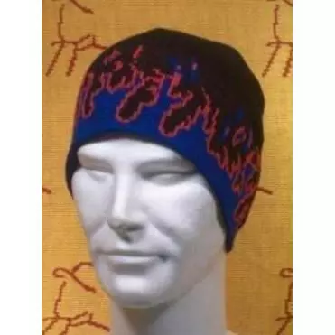 skate beanie vlammen blauw